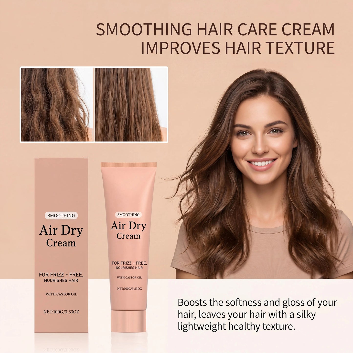 CoilCreme™ Air Dry Styling Cream — Keratin Repair & Frizz Control for Coily, Curly & Textured Hair